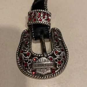 Harley Davidson Ladies red jeweled leather belt